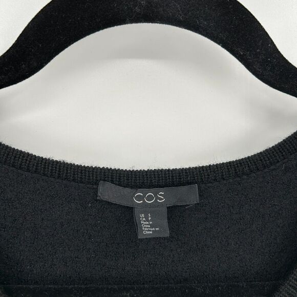 COS Women's Black 100% Wool Long Sleeve Boxy Oversized Tunic Shift Dress Small - Picture 6 of 8